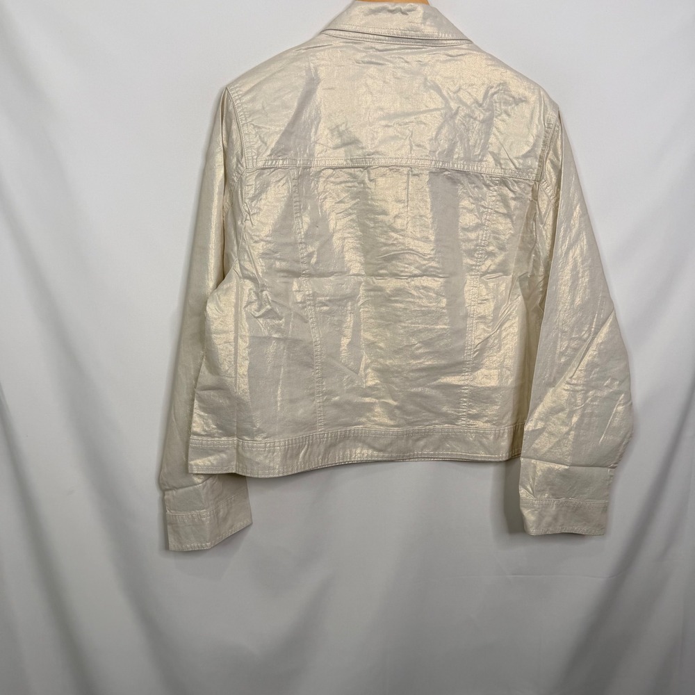 Soft Surroundings Soft Glow Foil Button Front Jacket Champagne Metallic 1X 2HG08 - Picture 5 of 9